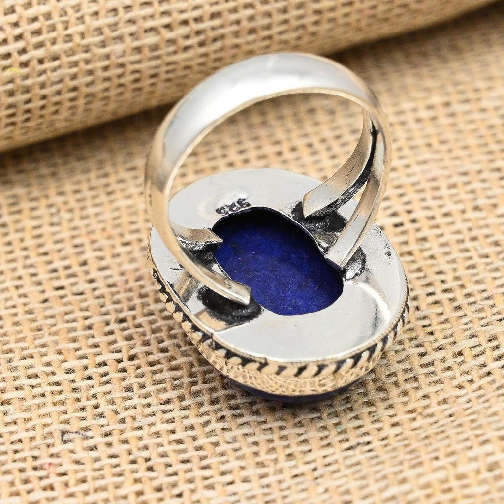 Прекрасное ювелирное кольцо ручной работы из стерлингового серебра 925 пробы с лазуритом и драгоценным камнем