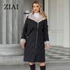 ziai Зимняя женская парка с меховым воротником и капюшоном, поясом, толстое теплое пальто, модная длинная куртка-пуховик, стеганое пальто, женская одежда ZR-20695