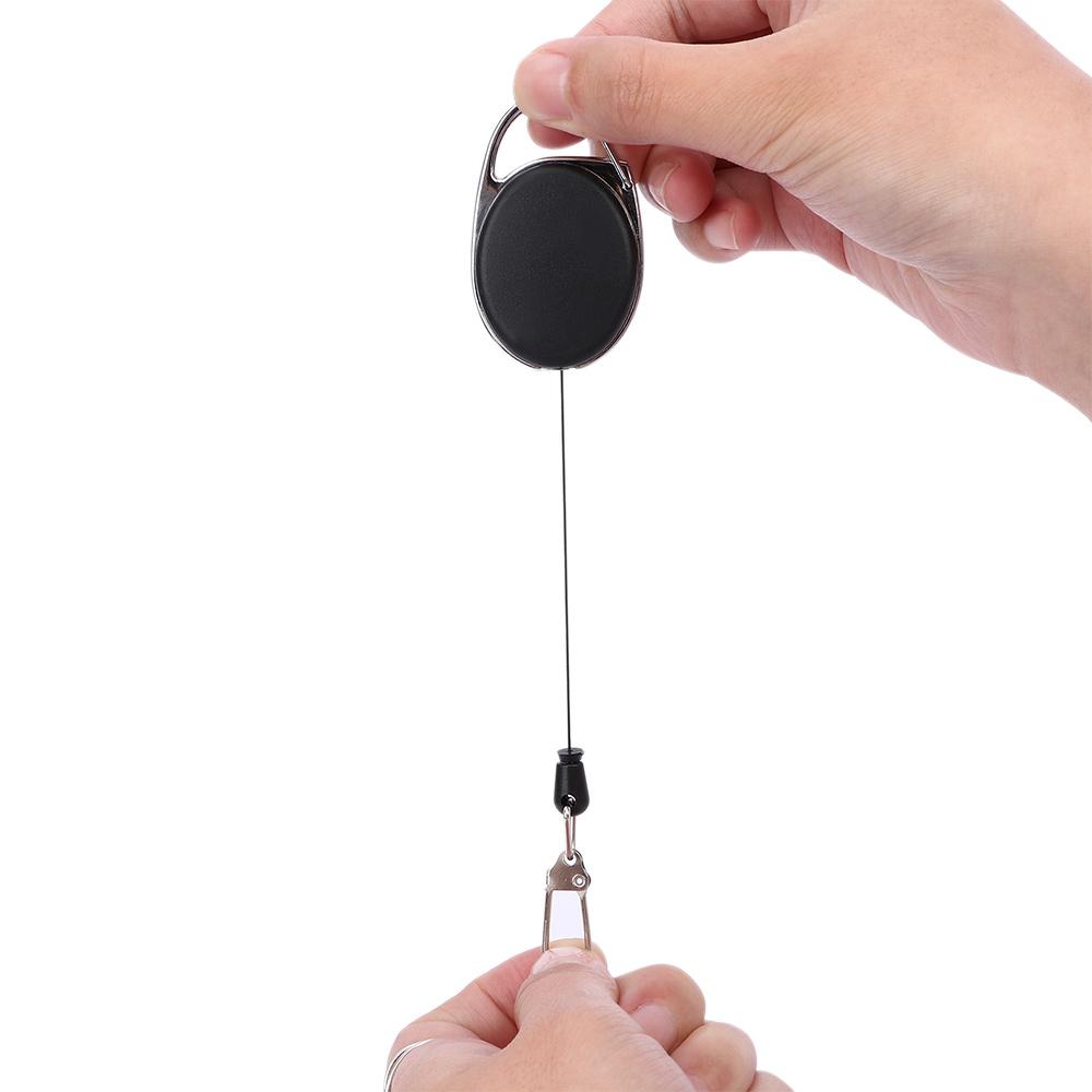 Clips ABS ID Lanyard Anglers Keychain Recoil Retractable Pull Key Ring Badge Holder Badge Reel