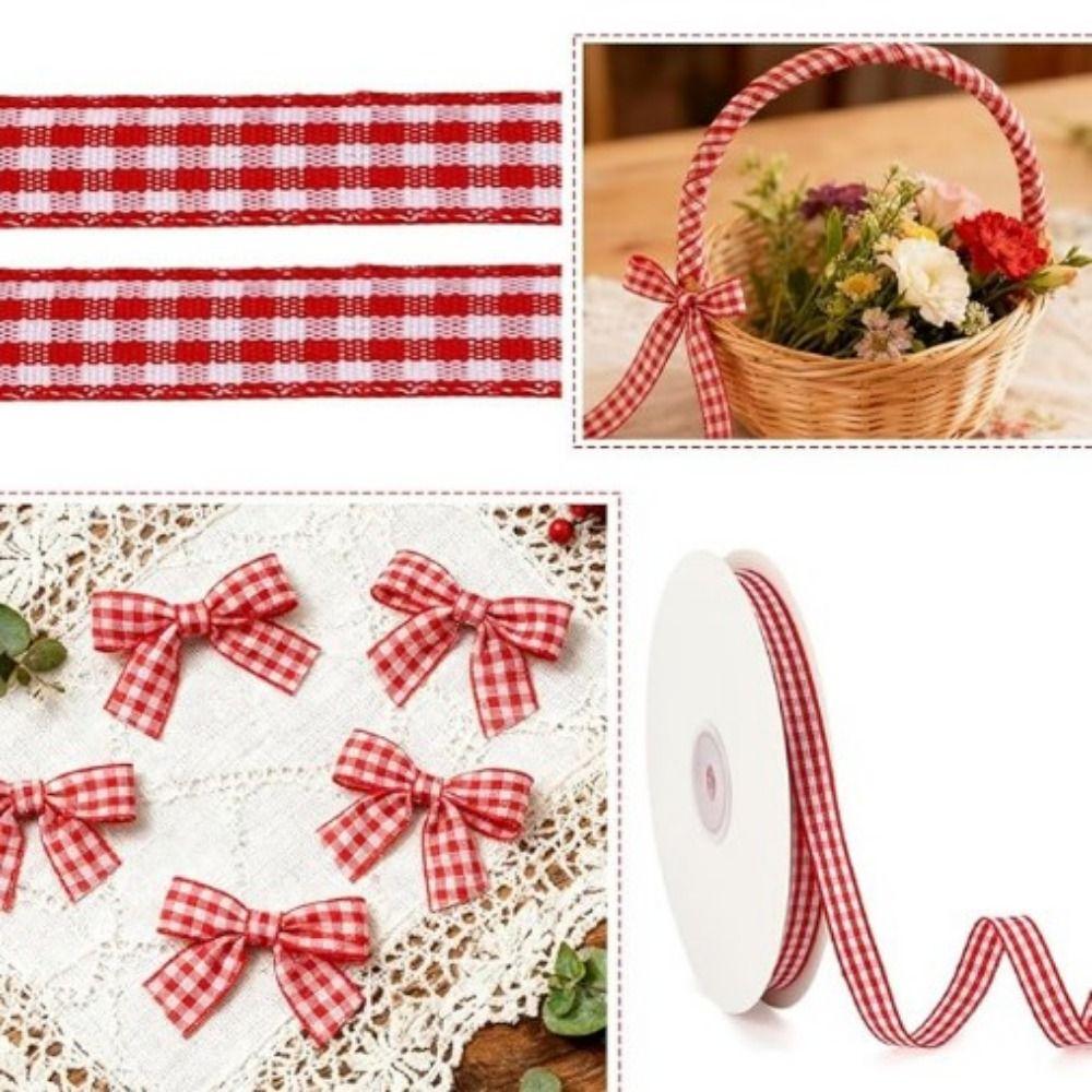 DIY Crafts Plaid Ribbon Assorted Colors Gift Wrapping Ribbon Gingham Ribbon  Wedding Decoration