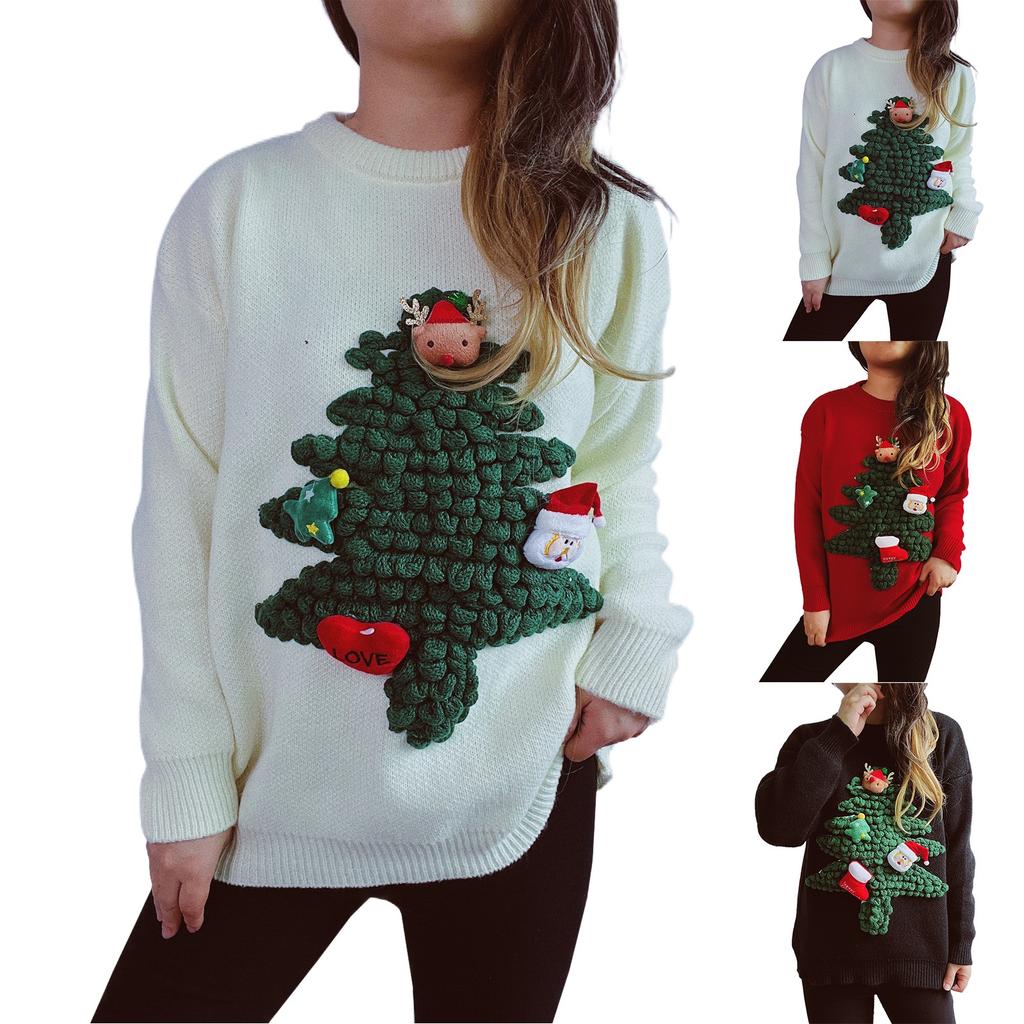 Women's Fashion Fall And Winter Christmas Loose Round Neck Pullover Knitted Sweater