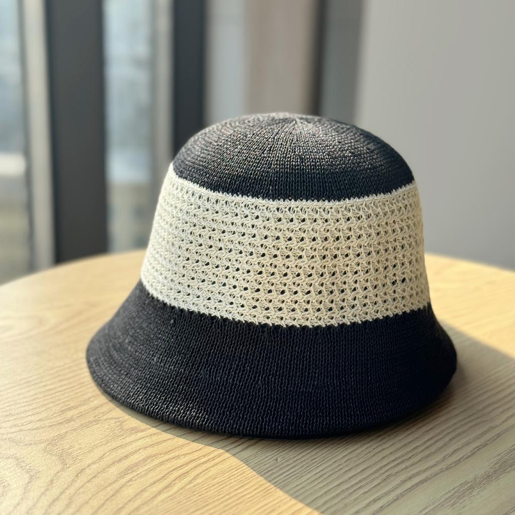 Spring and summer new Korean-style hollow-out knitted fisherman hat for women, versatile for outings, color-blocking, sun protection, makes the face