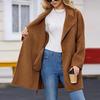 Women's Autumn and Winter Solid Color Long Sleeve Suit Collar Belt Woolen Suit Jacket