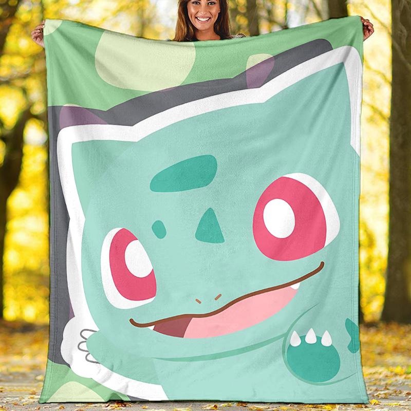 Pokémon Bulbasaur printed throw blanket—lightweight,soft,warm;versatile blanket for all seasons—perfect as &air-conditioning throw,nap blanket