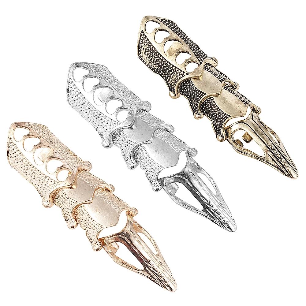 Cosplay Decoration Gothic Punk Rock Knuckle Ring Metal Full Finger Ring Scroll Joint Armor Metal