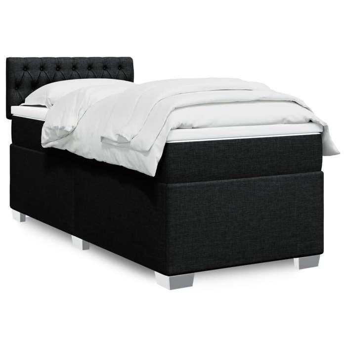 Maison Exclusive - Sommier à lattes de lit avec matelas Noir 90x190 cm Tissu