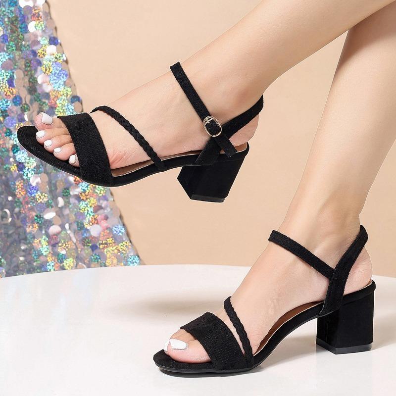 New Women Sandals Chunky Heels Slides Slippers Summer Girl Elegant Shoes Woman Plus Size 42 Female Fashion High Heeled Sandals