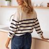 Новый осенне-зимний свитер с пуговицами, полуоткрытым воротником, полосатый пуловер, модный кардиган для женщин