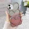 Роскошный блестящий 3D чехол-сердечко для iPhone 17 16 15 14 13 12 11 18 Pro Max, прозрачный, с покрытием, ударопрочный, защитная задняя крышка