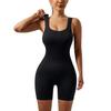 Ribbed Yoga Bodysuit with Removable Chest Pads Seamless High Elasticity Compression Abdomen Tightening Waist Shaping Butt Lifting Fitness Sportwear