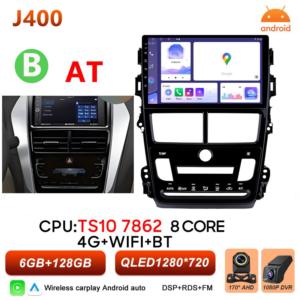 Android 16 Car Radio Carplay For Toyota Vios Yaris 2018 2019 2020 Multimedia Player Video 2k Touch Screen 5G Wifi Bluetooth DVD