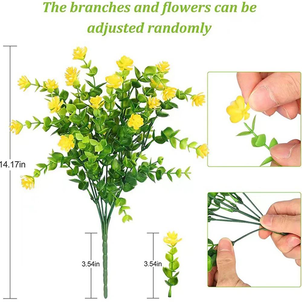 1Bundle Artificial Flowers Outdoor Greenery Shrubs Plants Fake Flower Wall For Office Home Living Room Wedding Garden Decoration