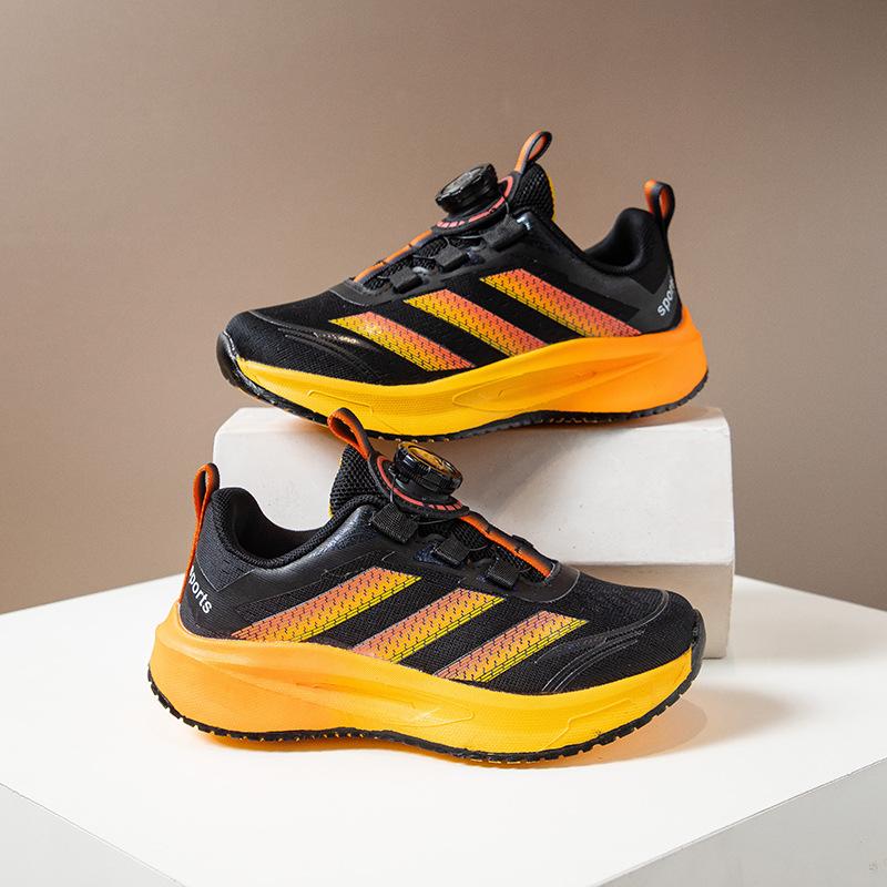 Student Boys Casual Soft-soled Running Shoes Girls Shoes Spring 2025 New Rotating Button Children's Sports Shoes