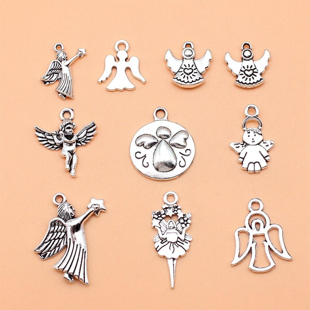 10 шт./компл. подвески в виде ангела, принадлежности для изготовления ювелирных изделий, подвеска для сотового телефона, персонализированная