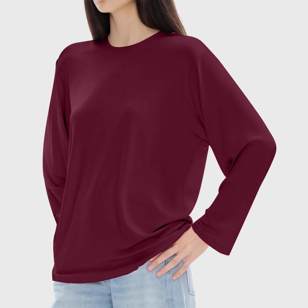 Женская модная повседневная блузка с длинным рукавом и круглым вырезом, пуловер