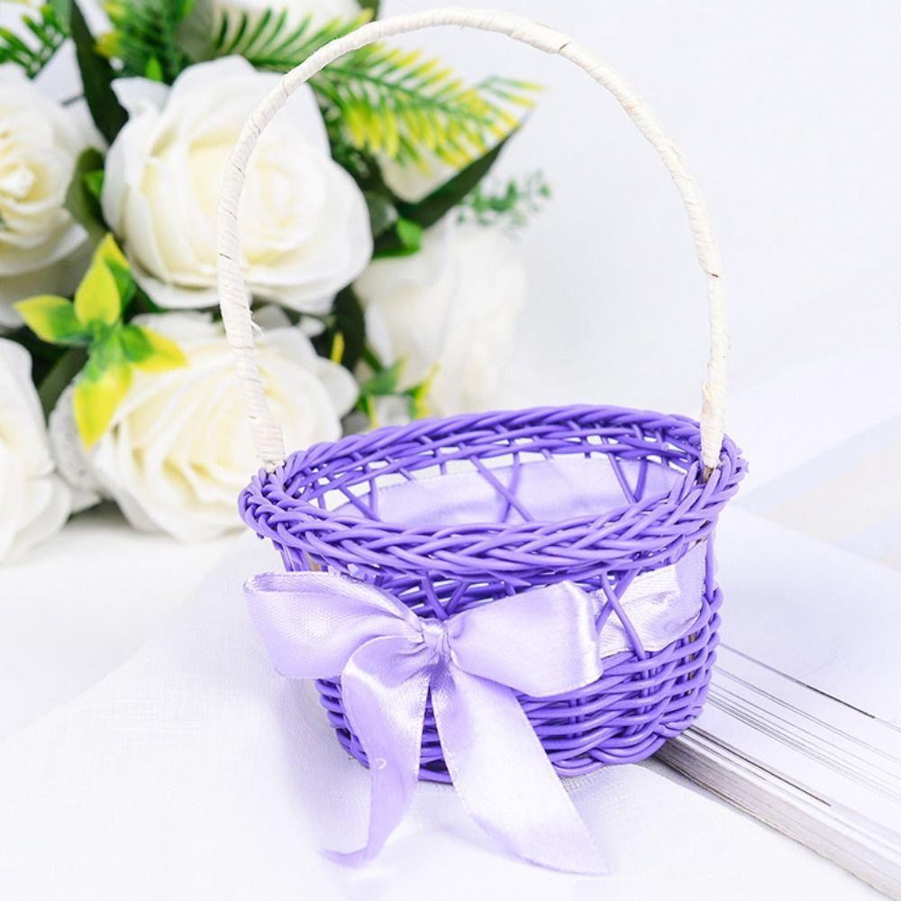 Decorative Round Small Flower Basket Imitation Rattan Hand-woven Flower Basket Children