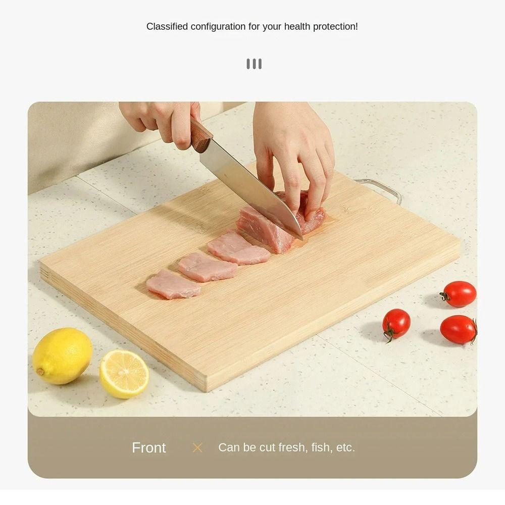 Rectangle Bamboo Chopping Board with Handle Butcher Chopping Blocks Tool Wooden Tray Home Use