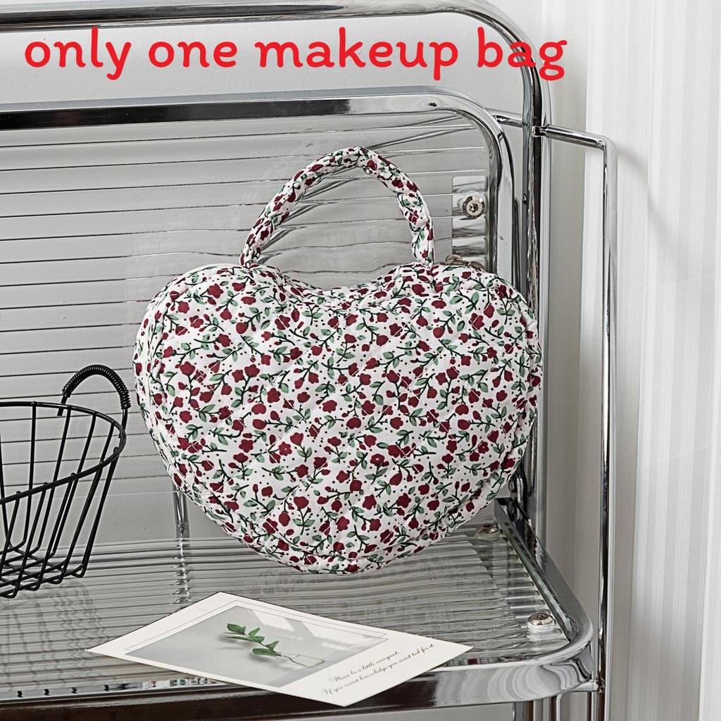 Floral Woman Travel Makeup Bag With Large Capacity And Quilted Design For Home Storage