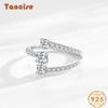 Tancise Classic 925 Sterling Silver Zircon Ring Ladies Jewelry Wedding Promise Party Gift