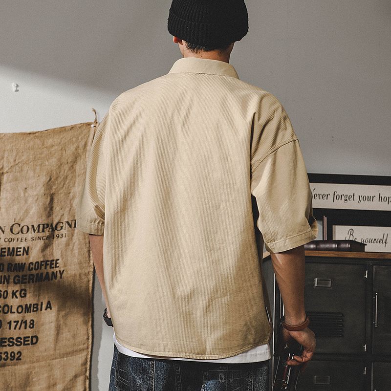 Американская повседневная рабочая рубашка мужская с коротким рукавом летняя модная японская с полурукавом кардиган свободная куртка