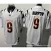 NFL Cincinnati Bengals Retro Jersey Mens Short Sleeve Football Shirt Embroidered Number 9
