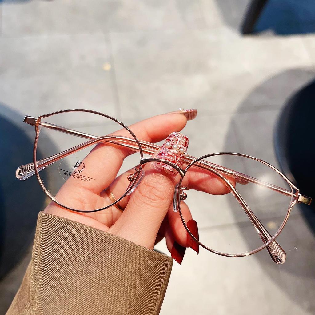 Korean Cat Ear Glasses Frame: Cute, Blue-Light Blocking for Women, Myopia-Friendly, Xiaohongshu Style.