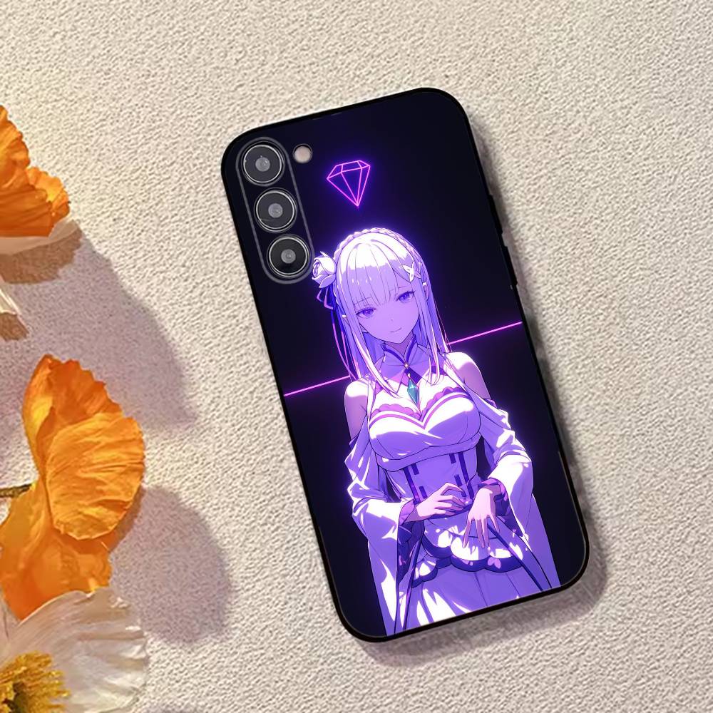 Аниме Милая Девочка RE:Чехол для телефона Zero Emilia для Samsung Galaxy A73, A72, A71, A70, A53, A52, A51, Мягкий силиконовый черный чехол