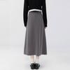 Grey Pleated Skirt for Women  Autumn Preppy Style High Waist A Line Mid-length Skirts Vintage Casual Female Clothing
