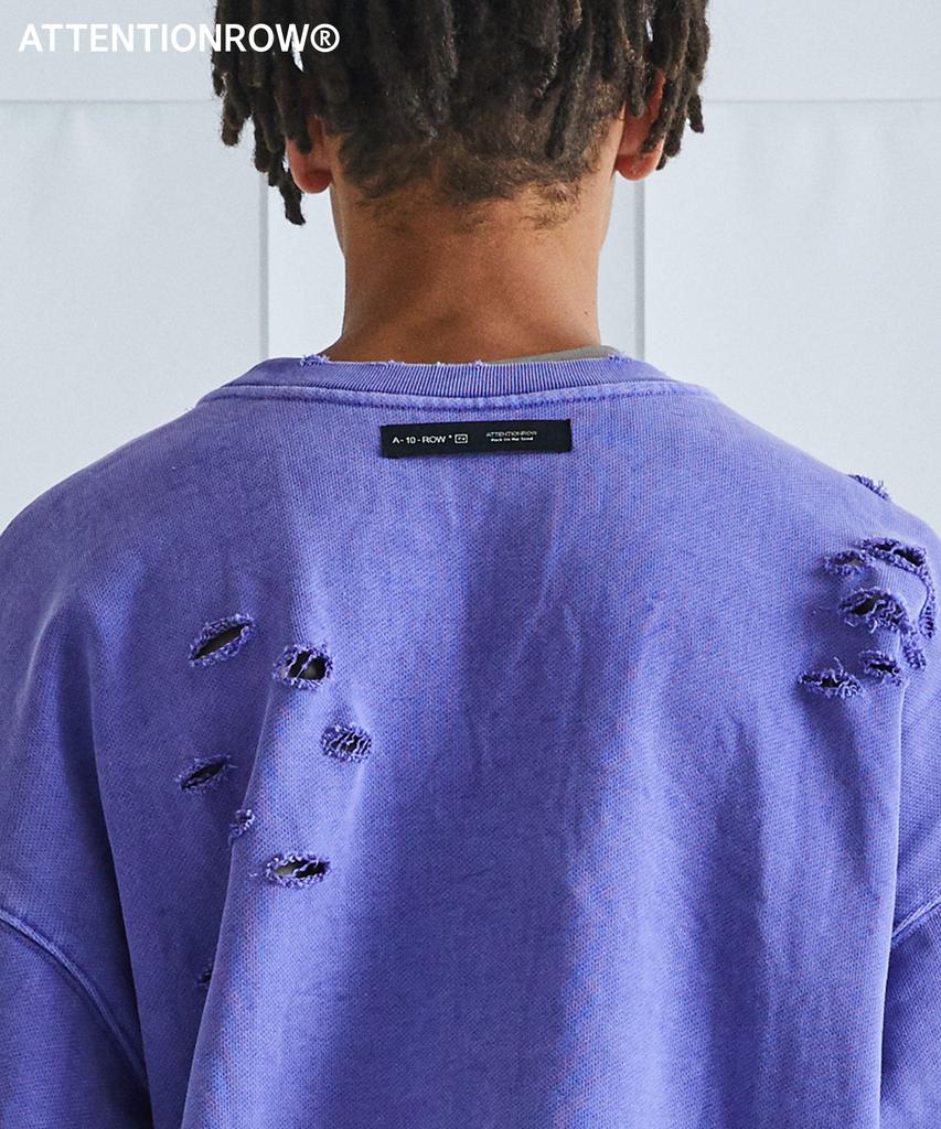 ATTENTIONROW Distressed Ver.2 Pigment Sweatshirt (8 Colors) (Type A)
