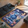 Teddy Bear Theme Crystal Velvet Rug Personalized Custom Name Text Soft Floor Mat Home Decor