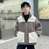 Children's Fall and Winter Stand-up Collar Thickened Jacket Middle and Large Children Colorblocking Casual Tops