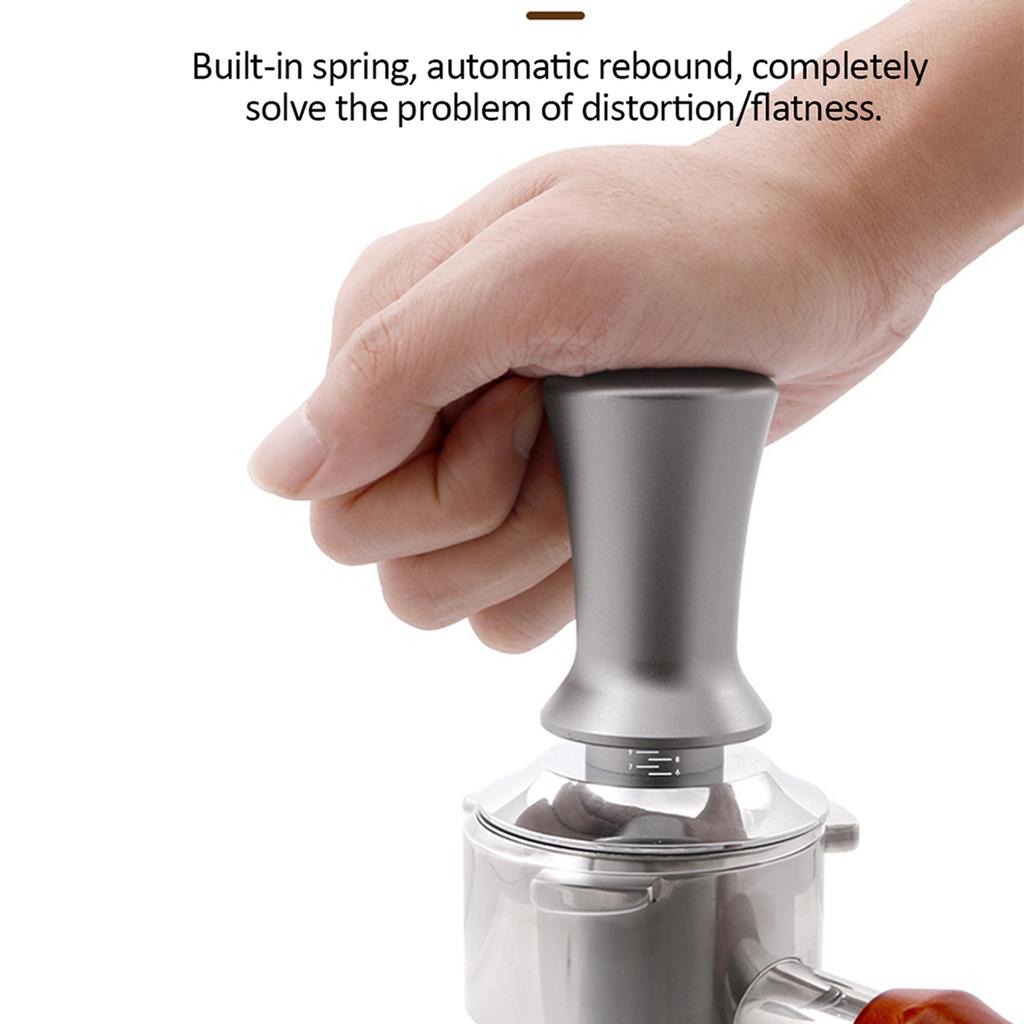 51/53/58mm Coffee Tamper Stainless Steel Coffee Powder Constant Press Hammer with Scale Flat/Thread Base Espresso Accessories