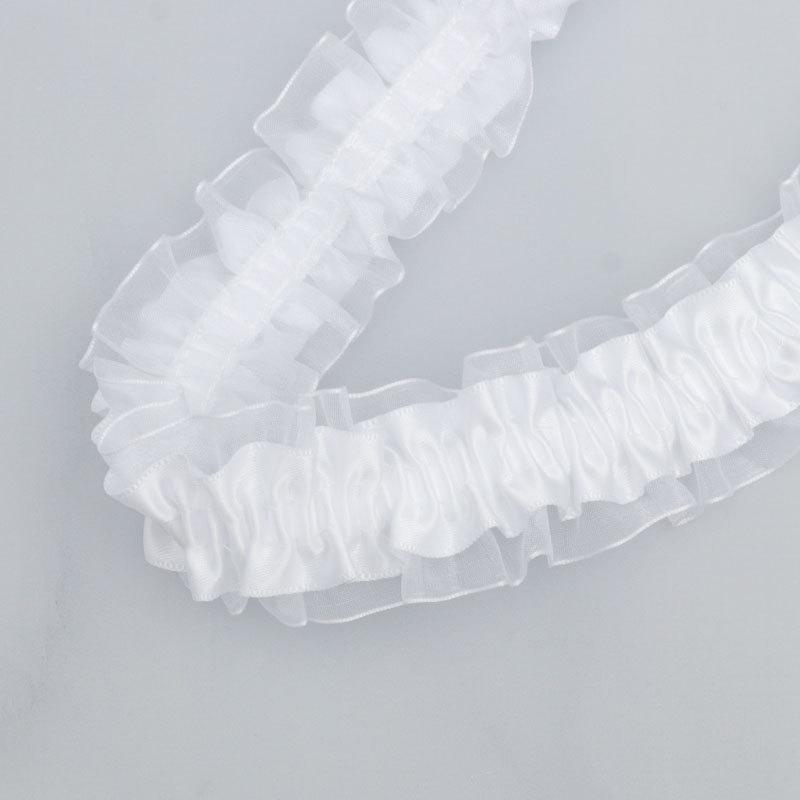 Элегантная двойная полиэстеровая эластичная лента прозрачный шифон кружево Лолита юбка аксессуары ручной работы сделай сам оборки кружева украшения для дома