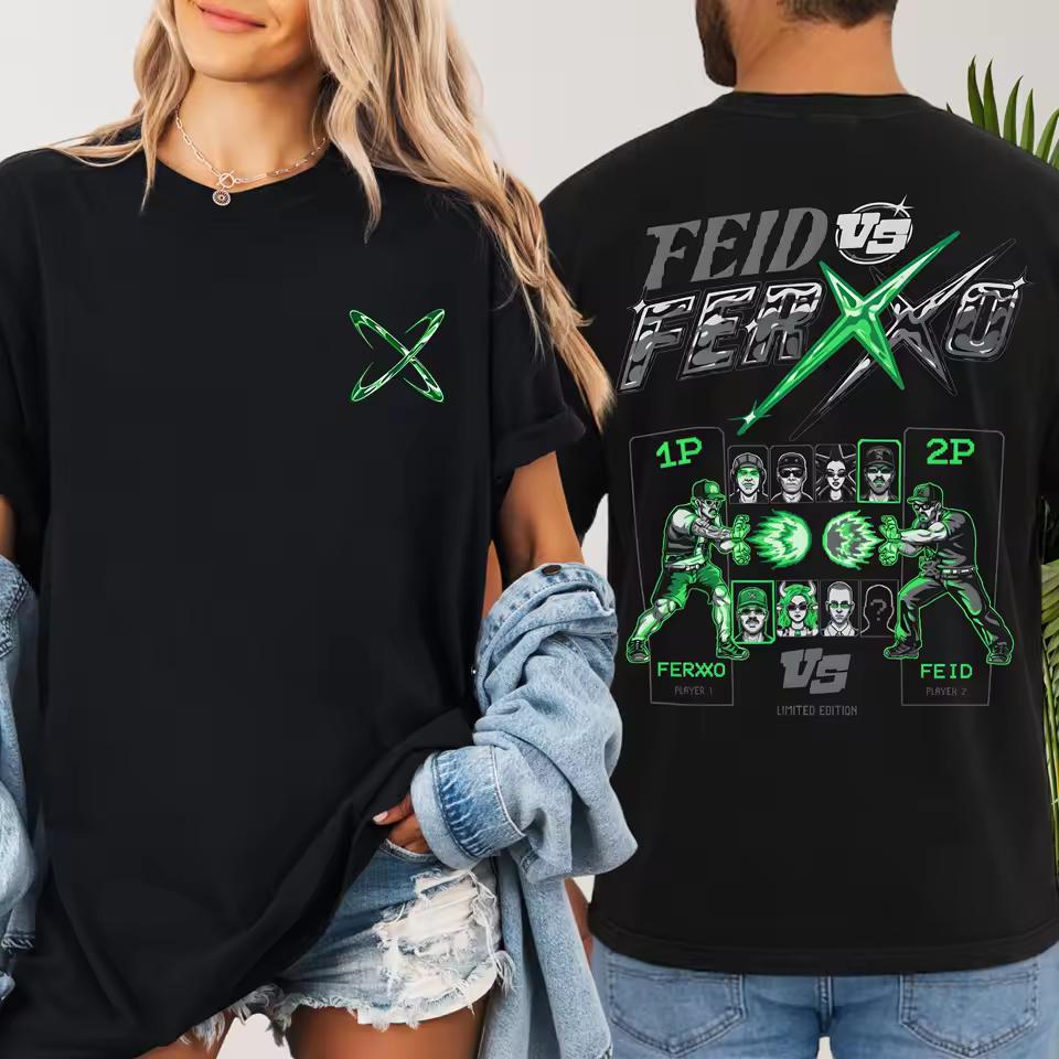 Feid Vs Ferxxo Shirt USA Tour Reggaeton Concert Outfit Cotton T-shirt 2026 Summer Men's Women's Streetwear Y2k Style Retro