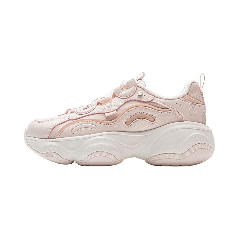 Li-Ning Honey Comfortable Classic Retro Wear-Resistant Increased Height Low-Top Dad Shoes Women Sneaker Pink AGCV288-2