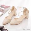 Туфли на высоком каблуке Baotou для детей, новинка весны и лета 2025 года, фея, средний каблук, темперамент, полые сандалии для женщин