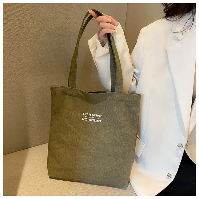 Женская холщовая сумка-тоут, повседневная на плечо, для работы, большая вместимость, с ручками, многофункциональная, большая хозяйственная сумка