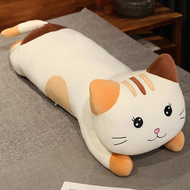 Cartoon Long Strip Clip Legs Lying Cat Doll Stuffed Pillow Girls Sleep Plush Lazy Toy Appease Cuddle Sleep Dolls Kid's Present