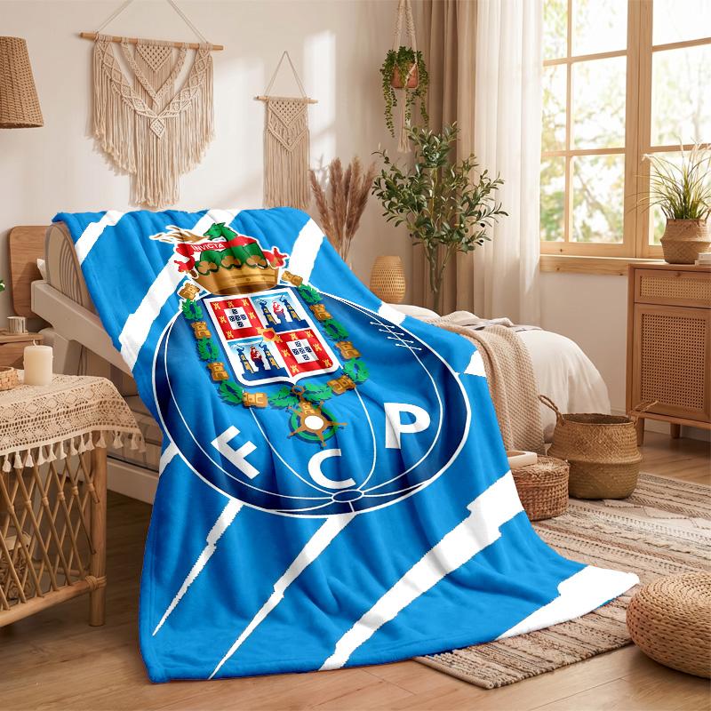 FC Porto Print Flannel Blanket Soft Warm Sofa Bed Throw Blanket For Home Office Bedroom