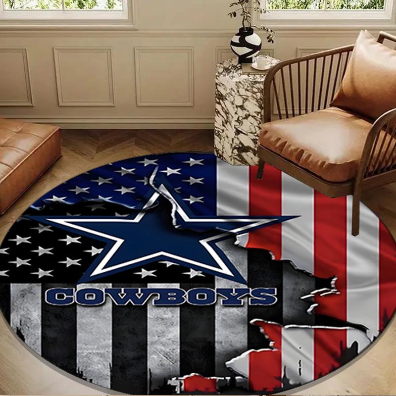 American Flag Cowboys Round mat, Anti-slip Circle Carpet Chair rug For livingroom,Bedroom, doormat home decor Gift Christmas Gifts