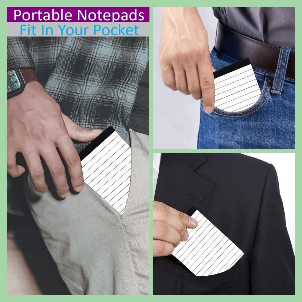 10 Pack Pocket Mini Notepads Refills,Memo Pad,3×5Inch Lined Writing Pads with 30 Sheets in Each Pad,Note Pads Refills,piration Catcher(White-10pack)