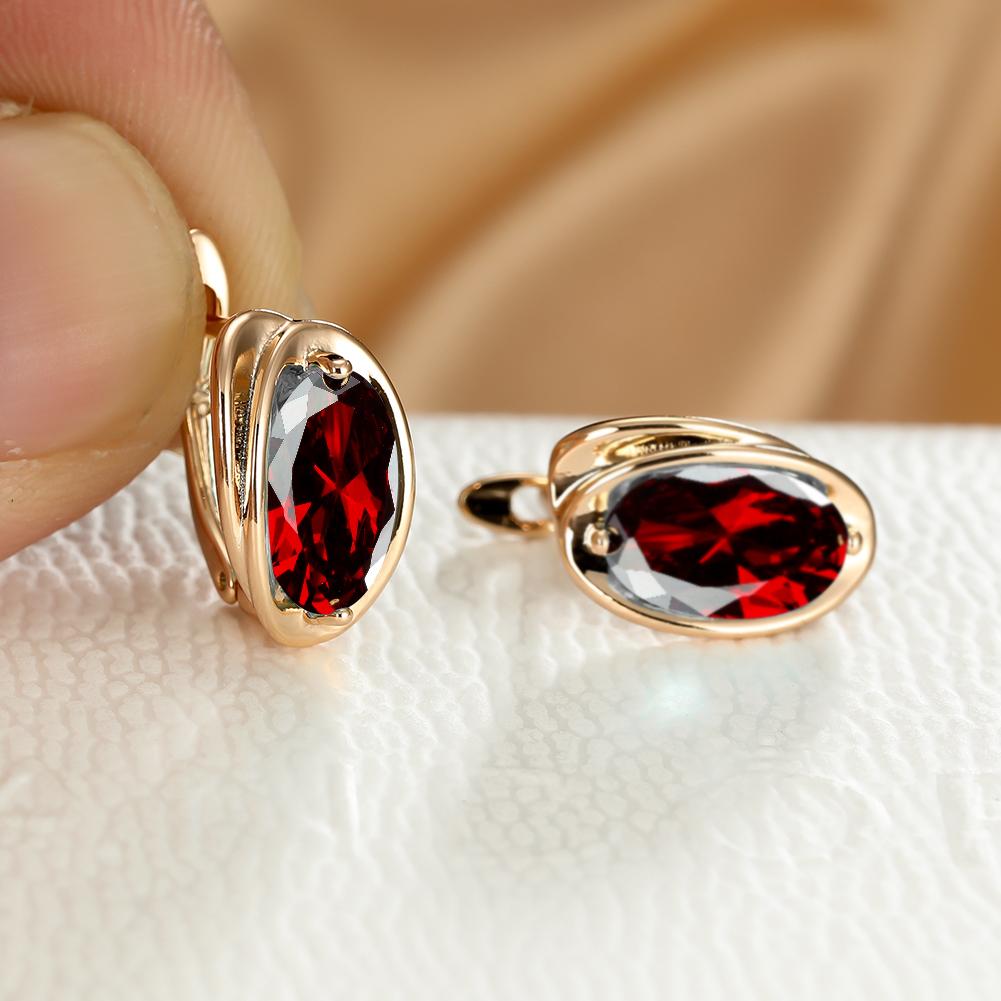 Luxury Gold Color Clip On Earrings Oval Cut Aqua Blue Stone Earrings Drop Dangle Hook Earrings Jewelry