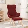 Recliner Chair with Ottoman Wine Red Fabric