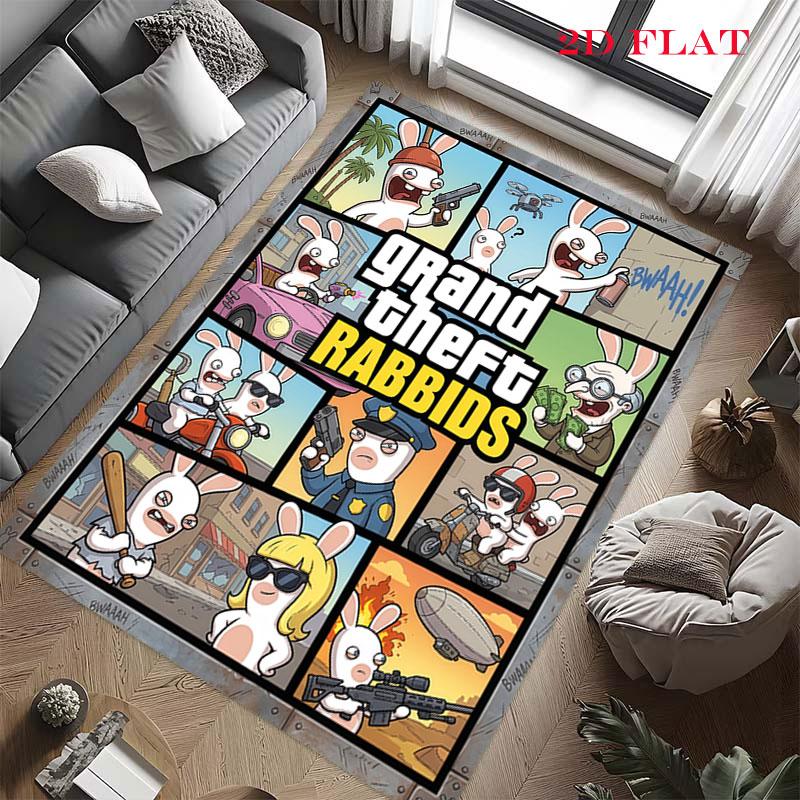 Ковер-подушка Rabbids Invasion Glow для гостиной, спальни, дома, украшение дивана, нескользящий коврик для игр детей