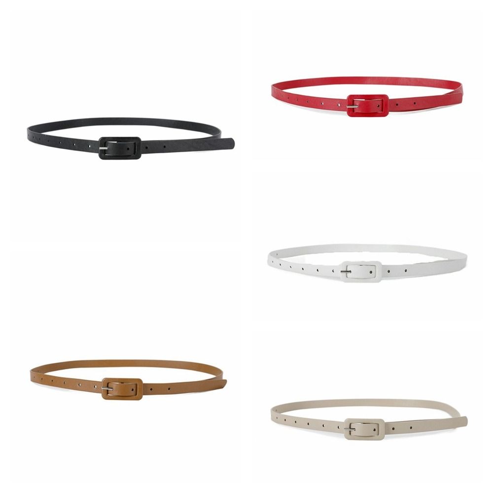 Slim Side PU Leather Belt Korean Style Candy Color Waistband Simple Thin Waist Belt Daily