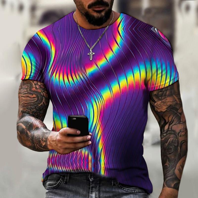 Brand Men's Summer Short-sleeved Technology Empty Digital Information 3d Printed T-shirt Harajuku Fashion Size 6XL