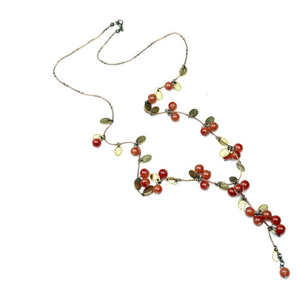 Beads Pendant Korean Jewelry Accessories Women Necklace Beautiful Long Sweater Chain Red Cherries