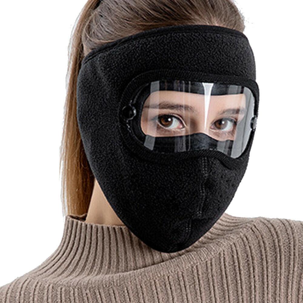Windproof Face Warm Mask Winter Cap Ski Breathable Masks Fleece Face Shield Caps with HD Goggles Anti-fog Cycling Cap Balaclava