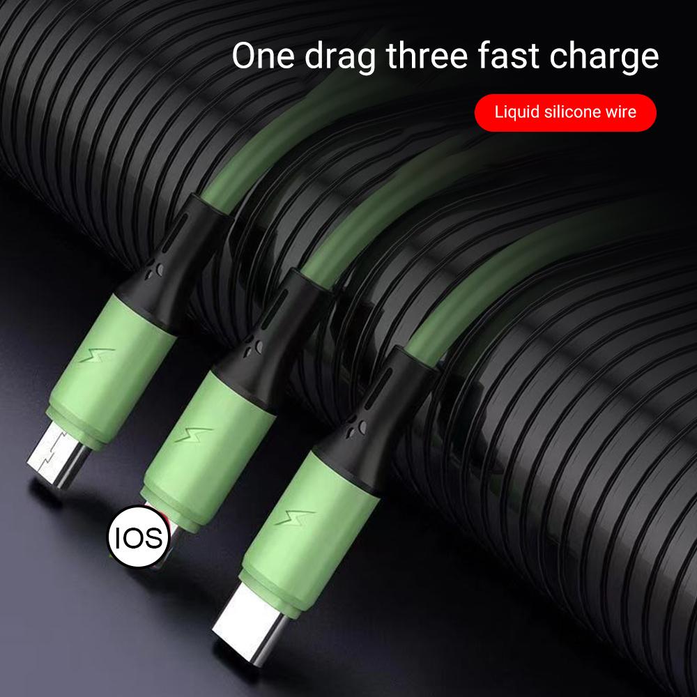 2.4A Max 3 In 1 USB Cable Fast Charging Lightning Cable For iPhone Type C Mobile Phone Charge Cable For Xiaomi Samsung USB Micro
