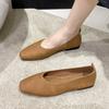 Fashion 2024 Fashion Square Toe Solid Color Lightweight Slip-on Flat Heel Women's Shoes Spring and Autumn Shallow Mouth Women's Shoes